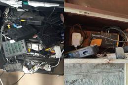 Collage photo of illegal broadcasting equipment seized in Nairobi.
